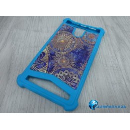 Чехол силиконовый универсальный Pictures 4 голубой №1 