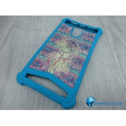 Чехол силиконовый универсальный Pictures 4 голубой №2