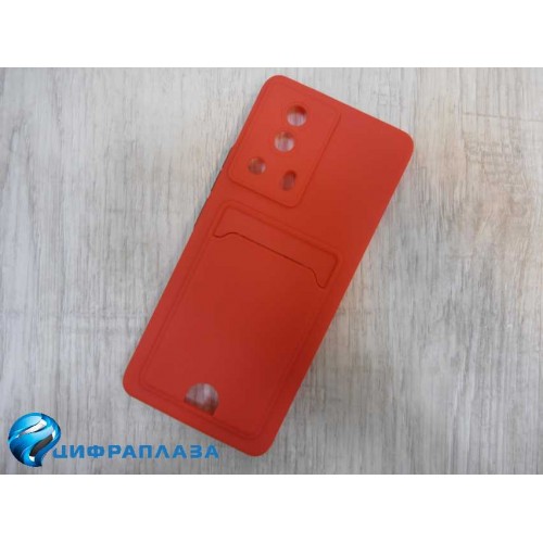 Чехол силиконовый Xiaomi Mi 13 Lite матовый цветной с визитницей красный