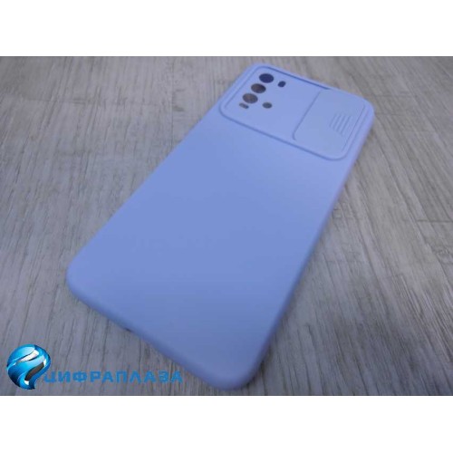 Чехол силиконовый Xiaomi POCO M3 с защитой на камеру голубой