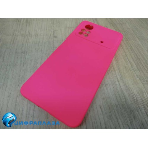 Чехол силиконовый Xiaomi Poco X4 Pro Silicone Cover фуксия