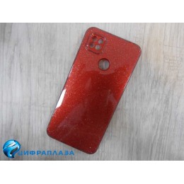 Чехол силиконовый Xiaomi Redmi 10A Fashion с блестками и защитой камеры красный