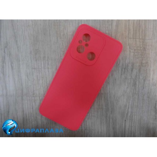 Чехол силиконовый Xiaomi Redmi 12C матовый с защитой камеры фуксия