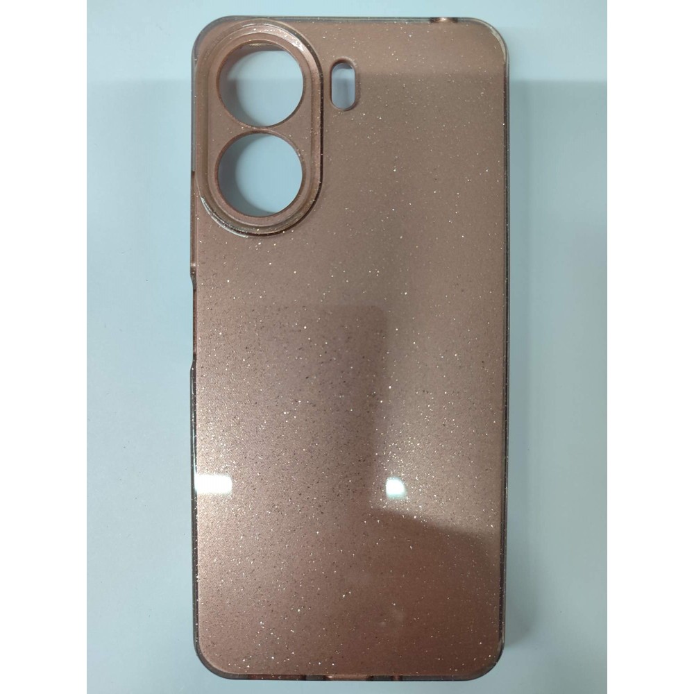 Чехол силиконовый Xiaomi Redmi 13C/POCO C65 блестки с защитой камеры шоколадный