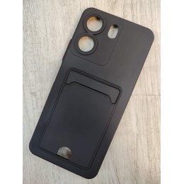 Чехол силиконовый Xiaomi Redmi 13C/POCO C65 матовый цветной с визитницей черный
