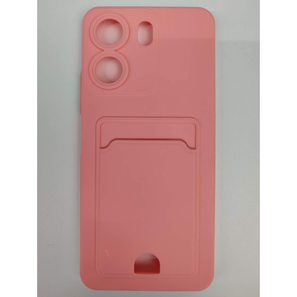 Чехол силиконовый Xiaomi Redmi 13C/POCO C65 матовый цветной с визитницей розовый
