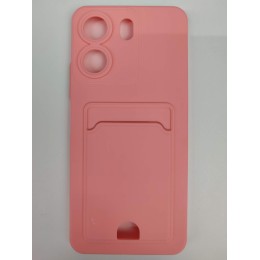 Чехол силиконовый Xiaomi Redmi 13C/POCO C65 матовый цветной с визитницей розовый