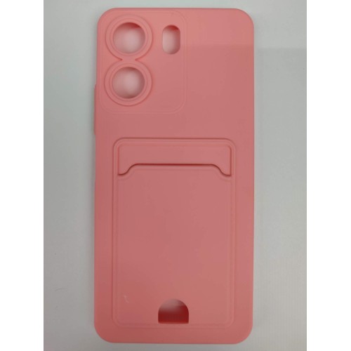Чехол силиконовый Xiaomi Redmi 13C/POCO C65 матовый цветной с визитницей розовый