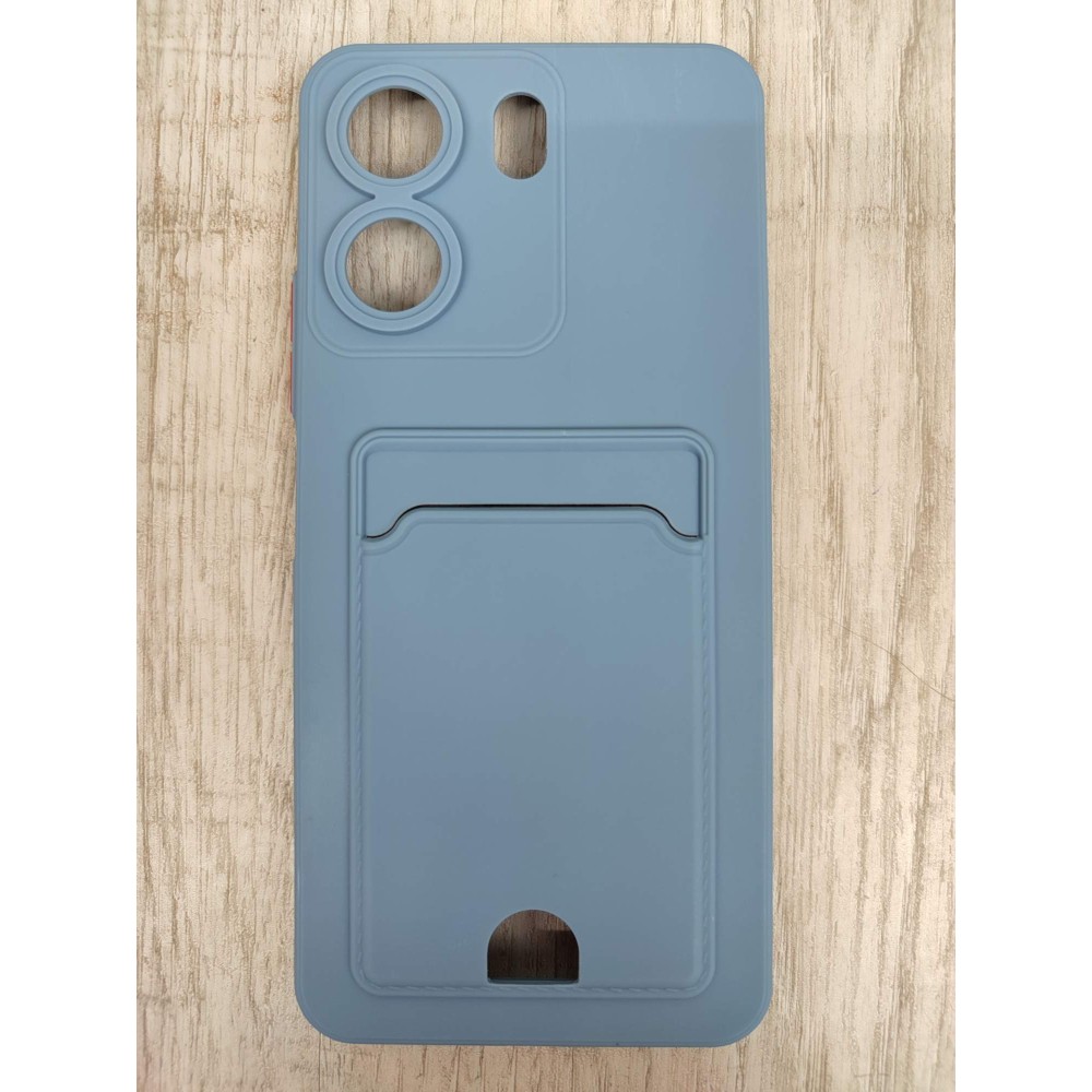 Чехол силиконовый Xiaomi Redmi 13C/POCO C65 матовый цветной с визитницей серый