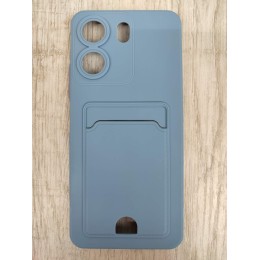 Чехол силиконовый Xiaomi Redmi 13C/POCO C65 матовый цветной с визитницей серый