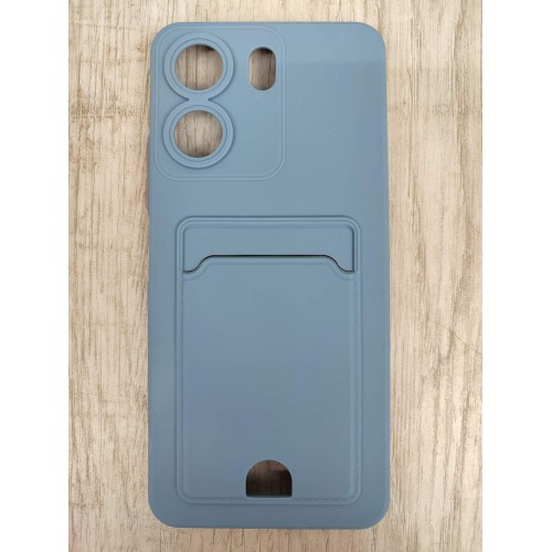 Чехол силиконовый Xiaomi Redmi 13C/POCO C65 матовый цветной с визитницей серый