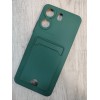 Чехол силиконовый Xiaomi Redmi 13C/POCO C65 матовый цветной с визитницей темно-зеленый