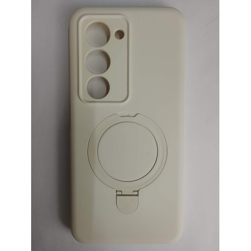 Чехол силиконовый Xiaomi Redmi 15 MagSafe цветной с кольцом белый