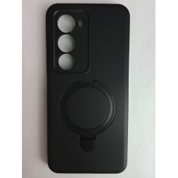 Чехол силиконовый Xiaomi Redmi 15 MagSafe цветной с кольцом черный