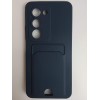 Чехол силиконовый Xiaomi Redmi 15 матовый цветной с визитницей синий