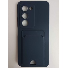 Чехол силиконовый Xiaomi Redmi 15 матовый цветной с визитницей синий