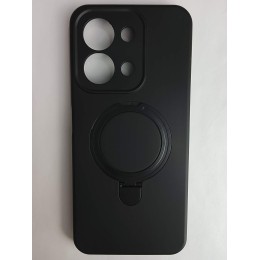 Чехол силиконовый Xiaomi Redmi 15C/POCO C85 MagSafe цветной с кольцом черный