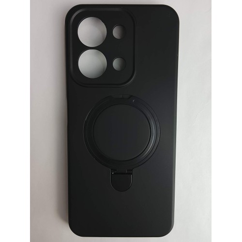 Чехол силиконовый Xiaomi Redmi 15C/POCO C85 MagSafe цветной с кольцом черный