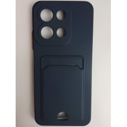 Чехол силиконовый Xiaomi Redmi 15C/POCO C85 матовый цветной с визитницей синий