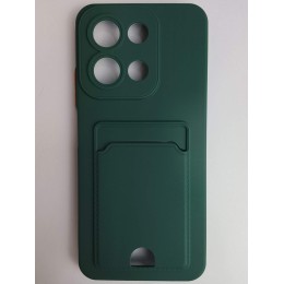 Чехол силиконовый Xiaomi Redmi 15C/POCO C85 матовый цветной с визитницей зеленый