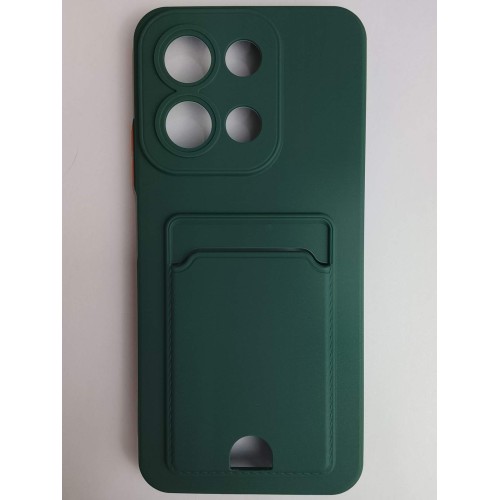 Чехол силиконовый Xiaomi Redmi 15C/POCO C85 матовый цветной с визитницей зеленый