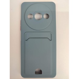 Чехол силиконовый Xiaomi Redmi А3/A3X/POCO C61 матовый цветной с визитницей серый