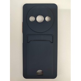 Чехол силиконовый Xiaomi Redmi А3/A3X/POCO C61 матовый цветной с визитницей темно-синий