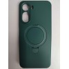 Чехол силиконовый Xiaomi Redmi А7 Pro MagSafe цветной с кольцом зеленый