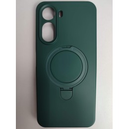 Чехол силиконовый Xiaomi Redmi А7 Pro MagSafe цветной с кольцом зеленый