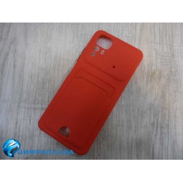 Чехол силиконовый Xiaomi Redmi Note 12S матовый цветной с визитницей красный