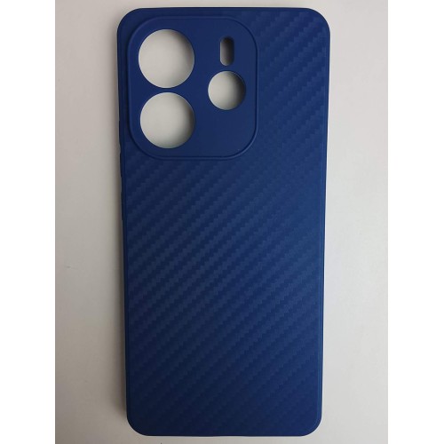 Чехол силиконовый Xiaomi Redmi Note 14 карбон синий