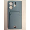 Чехол силиконовый Xiaomi Redmi Note 14 матовый цветной с визитницей серый