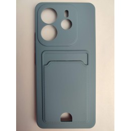 Чехол силиконовый Xiaomi Redmi Note 14 матовый цветной с визитницей серый