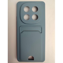 Чехол силиконовый Xiaomi Redmi Note 14 Pro матовый цветной с визитницей серый