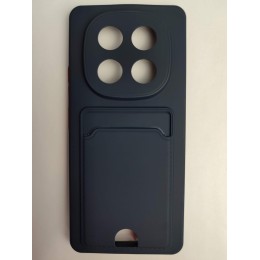 Чехол силиконовый Xiaomi Redmi Note 14 Pro матовый цветной с визитницей темно-синий