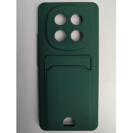 Чехол силиконовый Xiaomi Redmi Note 15 матовый цветной с визитницей зеленый