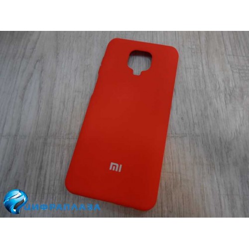 Чехол силиконовый Xiaomi Redmi Note 9 Pro Silicone Cover с лого красный