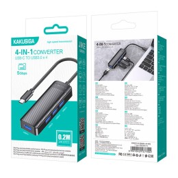 Хаб Type-C KAKUSIGA KSC-1409-N (4USB3.0) черный