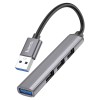 Хаб USB HOCO HB26 (4 порта 1USB3.0 + 3USB2.0) серый металлик
