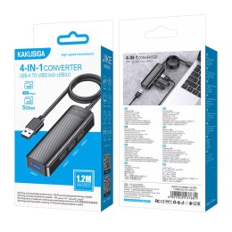 Хаб USB KAKUSIGA KSC-1409-L (3USB2.0+1USB3.0) черный
