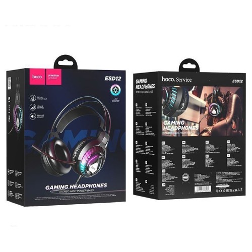 Игровые полноразмерные проводные наушники HOCO ESD12 черные