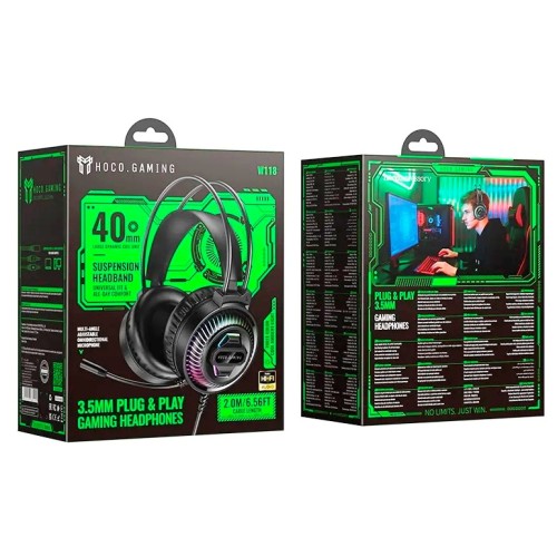 Игровые полноразмерные проводные наушники HOCO W118 черные
