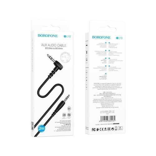 Кабель AUX - AUX BOROFONE BL10 (2m/Г-образный) черный