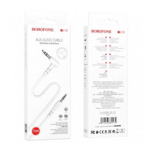 Кабель AUX BOROFONE BL10 (1m/Г-образный) белый