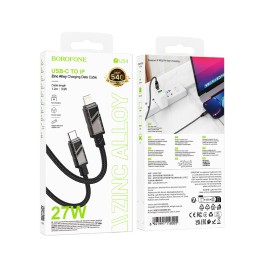 Кабель Lightning - Type-C BOROFONE BU54 (27W/1,2m/текстиль)черный