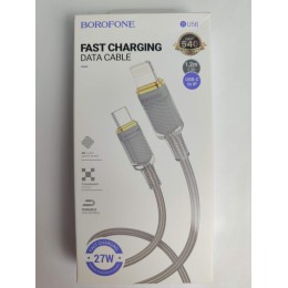 Кабель Lightning - Type-C BOROFONE BU56 (27W/1.2m/текстиль) серый
