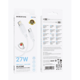 Кабель Lightning - Type-C BOROFONE BX116 (27W/1m/текстиль) белый