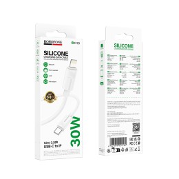Кабель Lightning - Type-C BOROFONE BX123 (30W/3A/1m/силиконовый) белый