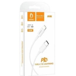 Кабель Lightning - Type-C DENMEN D10L (20W/3A/1m) белый