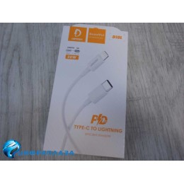 Кабель Lightning - Type-C DENMEN D10L (3A/1m/20W) белый
